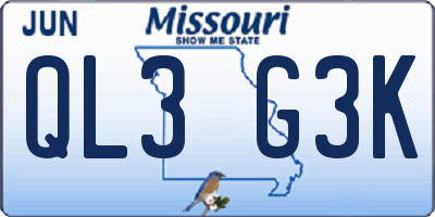 MO license plate QL3G3K