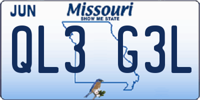 MO license plate QL3G3L