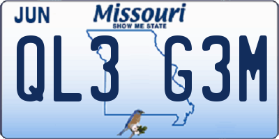MO license plate QL3G3M