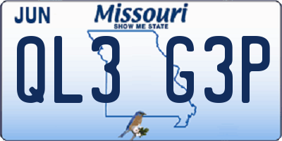 MO license plate QL3G3P