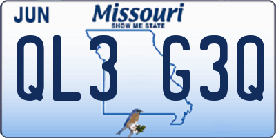 MO license plate QL3G3Q