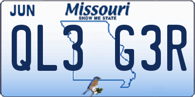 MO license plate QL3G3R