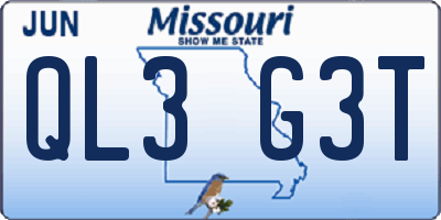 MO license plate QL3G3T