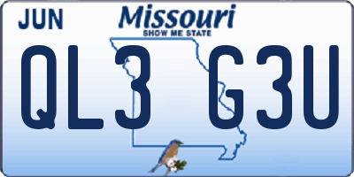 MO license plate QL3G3U