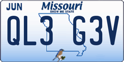 MO license plate QL3G3V