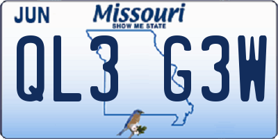 MO license plate QL3G3W