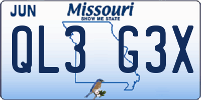 MO license plate QL3G3X