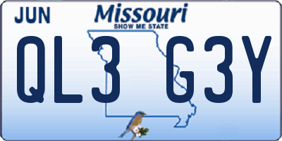 MO license plate QL3G3Y