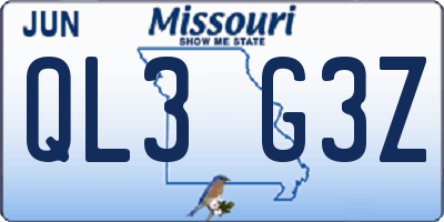 MO license plate QL3G3Z