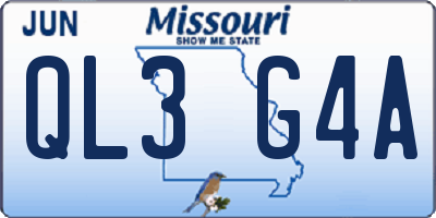 MO license plate QL3G4A