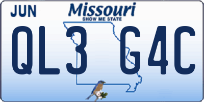 MO license plate QL3G4C