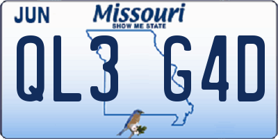 MO license plate QL3G4D