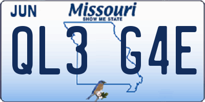 MO license plate QL3G4E