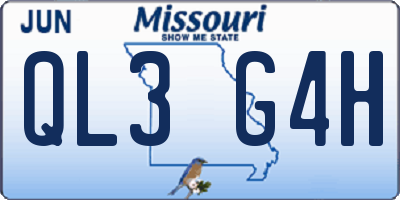 MO license plate QL3G4H