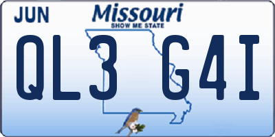 MO license plate QL3G4I