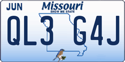 MO license plate QL3G4J