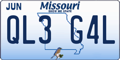 MO license plate QL3G4L
