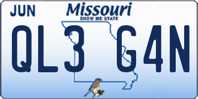 MO license plate QL3G4N