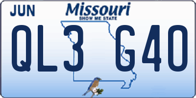 MO license plate QL3G4O