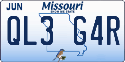 MO license plate QL3G4R