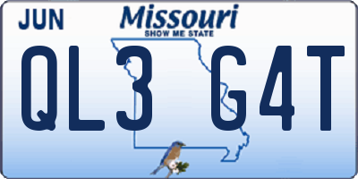 MO license plate QL3G4T