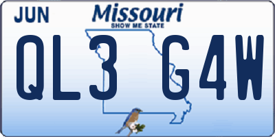 MO license plate QL3G4W