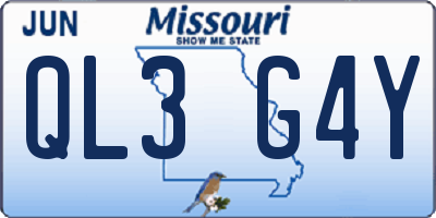 MO license plate QL3G4Y