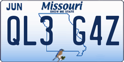 MO license plate QL3G4Z