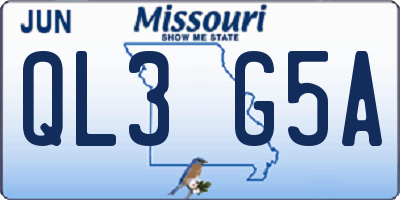 MO license plate QL3G5A