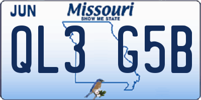MO license plate QL3G5B