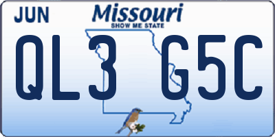 MO license plate QL3G5C