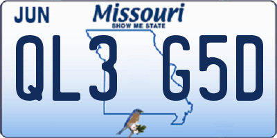 MO license plate QL3G5D