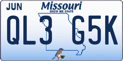 MO license plate QL3G5K