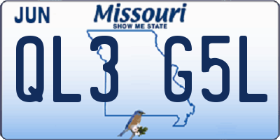 MO license plate QL3G5L