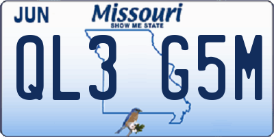 MO license plate QL3G5M