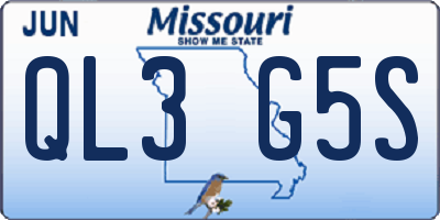 MO license plate QL3G5S