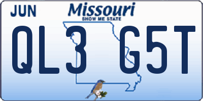 MO license plate QL3G5T