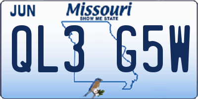 MO license plate QL3G5W