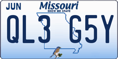 MO license plate QL3G5Y