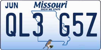 MO license plate QL3G5Z