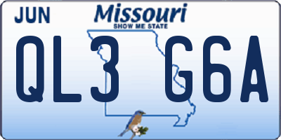 MO license plate QL3G6A