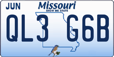 MO license plate QL3G6B