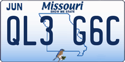 MO license plate QL3G6C