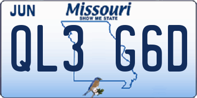 MO license plate QL3G6D