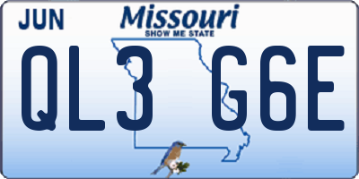 MO license plate QL3G6E