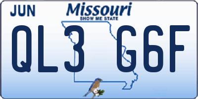 MO license plate QL3G6F