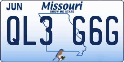 MO license plate QL3G6G