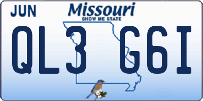 MO license plate QL3G6I