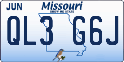 MO license plate QL3G6J