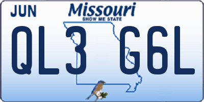 MO license plate QL3G6L